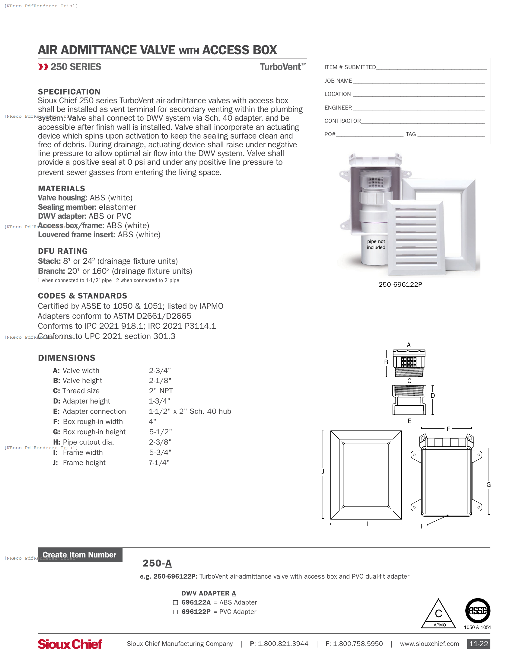 250-696 SERIES - TURBOVENT AAV - SPEC SHEET.PDF Specification Document